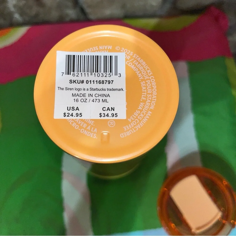 NWT STARBUCKS Limited Edition Orange & Yellow Tumbler 2025 16oz 473ML